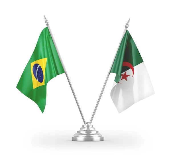 Algeria Brazil Table Flags Isolated White Background Rendering — Stock Photo, Image