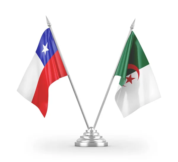 Algerije Chili Tafelvlaggen Geïsoleerd Witte Achtergrond Rendering — Stockfoto