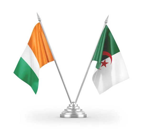 Algeria Cote Ivoire Ivory Coast Table Flags Isolated White Background — Stock Photo, Image