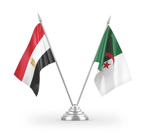 Banderas Mesa Argelia Egipto Aisladas Sobre Fondo Blanco — Foto de Stock