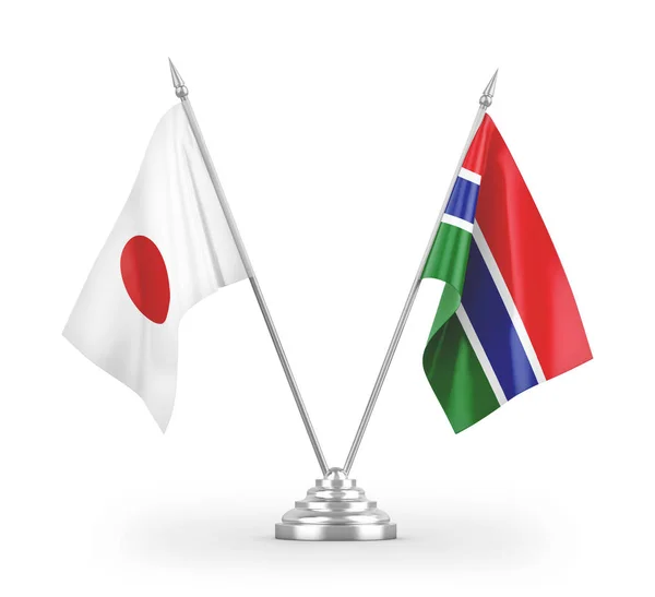 Banderas Mesa Gambia Japón Aisladas Sobre Fondo Blanco — Foto de Stock
