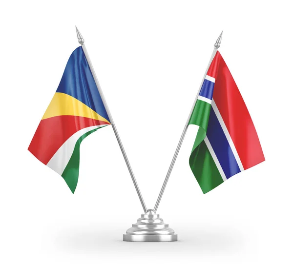Gambie Seychely Tabulky Vlajky Izolované Bílém Pozadí Vykreslování — Stock fotografie