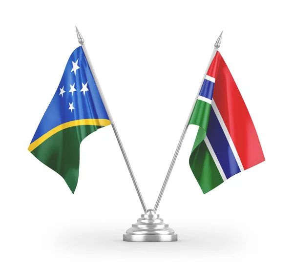 Σημαίες Πίνακα Γκάμπια Και Νήσων Σολομώντος Που Απομονώνονται Λευκό Φόντο — Φωτογραφία Αρχείου