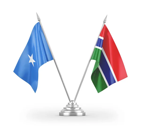 Banderas Mesa Gambia Somalia Aisladas Sobre Fondo Blanco — Foto de Stock
