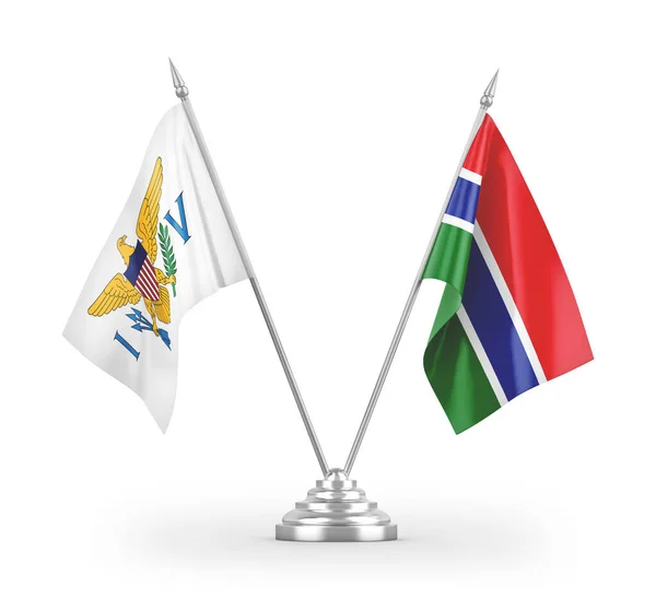 Gambia Virgin Szigetek Amerikai Egyesült Államok Table Flags Isolated White — Stock Fotó