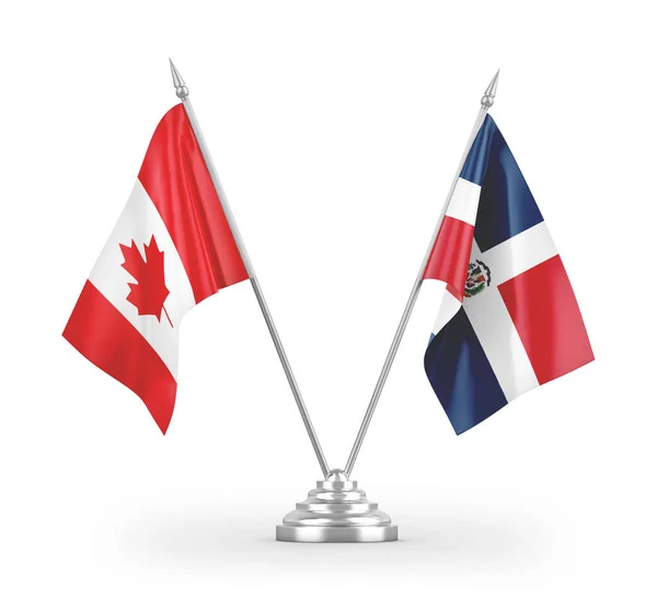 Bandiere Tavolo Repubblica Dominicana Canada Isolate Sfondo Bianco Rendering — Foto Stock