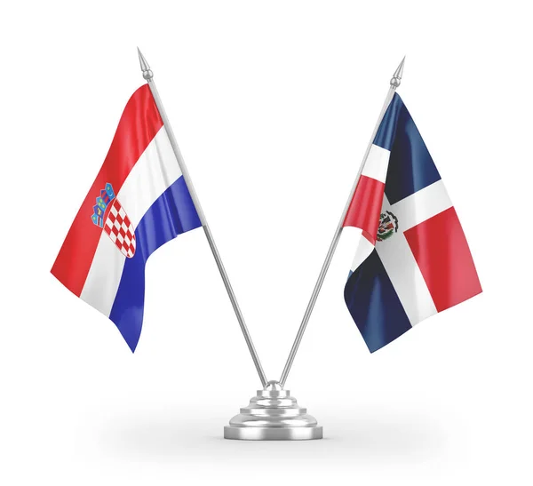 Dominikaaninen Tasavalta Kroatia Taulukko Liput Eristetty Valkoisella Taustalla Renderöinti — kuvapankkivalokuva