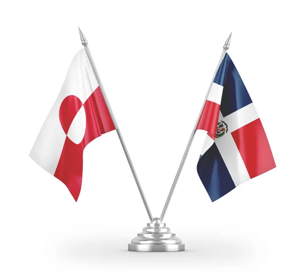 Флаги Таблиц Доминиканской Республики Гренландии Изолированы Белом Фоне Рендеринга — стоковое фото