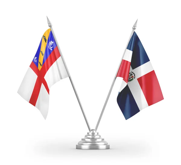 基于白色背景3D渲染的多米尼加共和国和Herm表标志隔离 — 图库照片