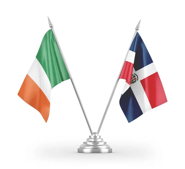 Banderas Mesa República Dominicana Irlanda Aisladas Sobre Fondo Blanco — Foto de Stock