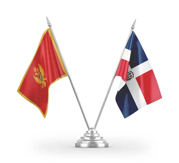 Dominican Republic Montenegro Table Flags Isolated White Background Rendering — стокове фото