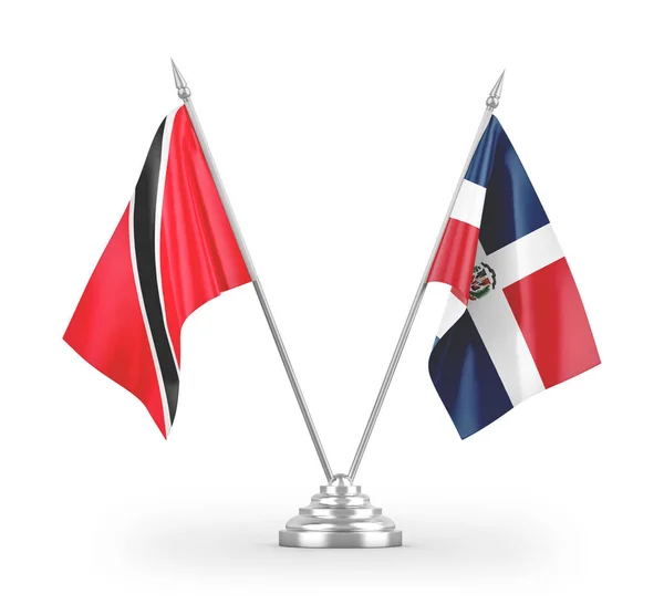 Домініканська Республіка Тринідад Тобаго Табличні Прапори Ізольовані Білому Фоні Рендеринга — стокове фото