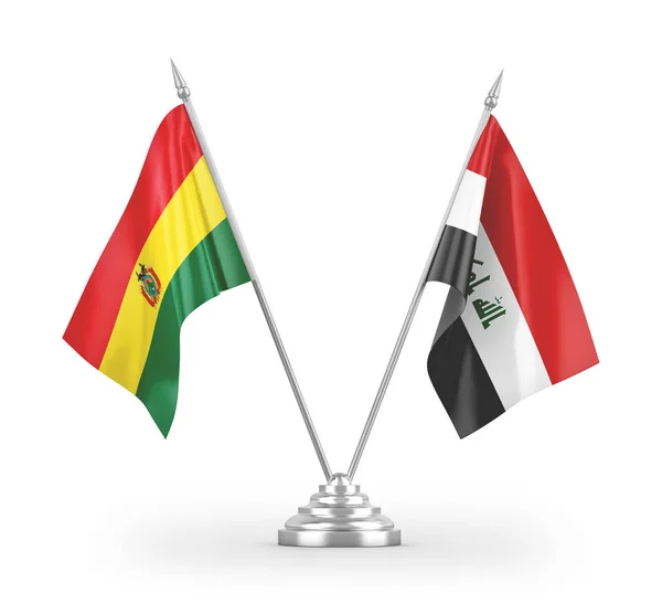 Irak Bolivia Tafelvlaggen Geïsoleerd Witte Achtergrond Rendering — Stockfoto