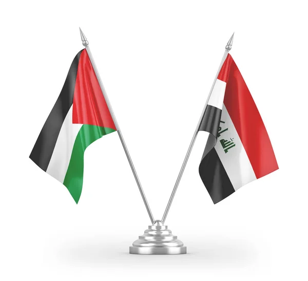 Flagi Stołów Iraku Palestyny Izolowane Białym Tle Renderowania — Zdjęcie stockowe