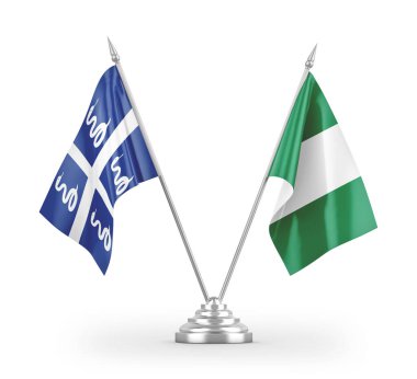 Nijerya ve Martinik yılan bayrakları beyaz zemin üzerinde izole edilmiş 3D görüntüleme