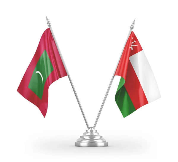 Banderas Mesa Omán Maldivas Aisladas Sobre Fondo Blanco — Foto de Stock
