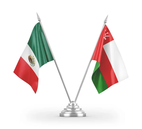 Banderas Mesa Omán México Aisladas Sobre Fondo Blanco — Foto de Stock
