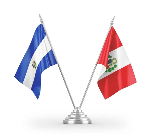 Peru Salvador Tafelvlaggen Geïsoleerd Witte Achtergrond Rendering — Stockfoto