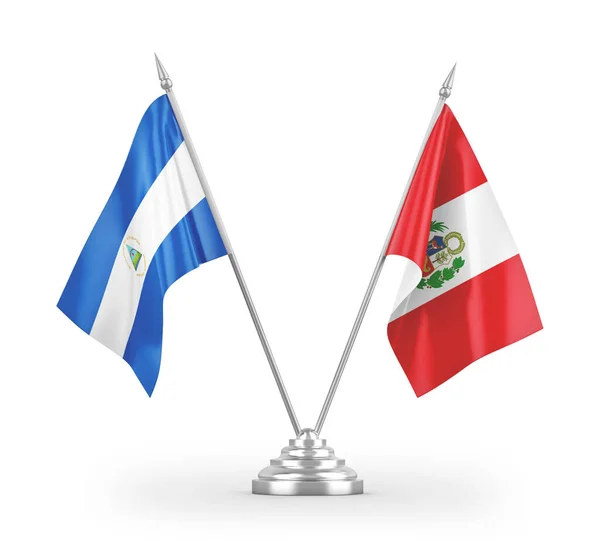 Peru Nikaragua Tablo Bayrakları Beyaz Arkaplanda Izole Edilmiş Görüntüleme — Stok fotoğraf