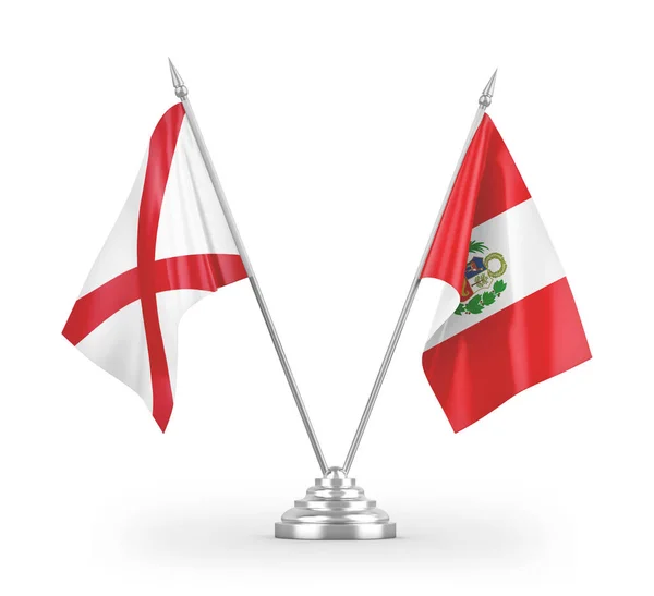 Peru Och Nordirland Tabell Flaggor Isolerade Vit Bakgrund Rendering — Stockfoto