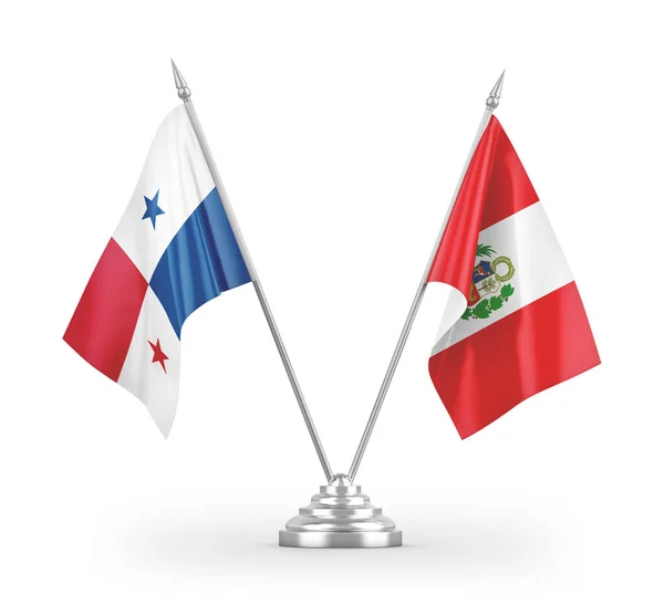 Peru Panama Tafelvlaggen Geïsoleerd Witte Achtergrond Rendering — Stockfoto