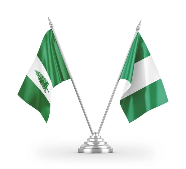 Nigeria Norfolk Island Table Flags Isolated White Background Rendering — Stock Photo, Image