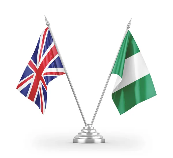Bandeiras Tabela Nigéria Reino Unido Isoladas Fundo Branco Renderização — Fotografia de Stock