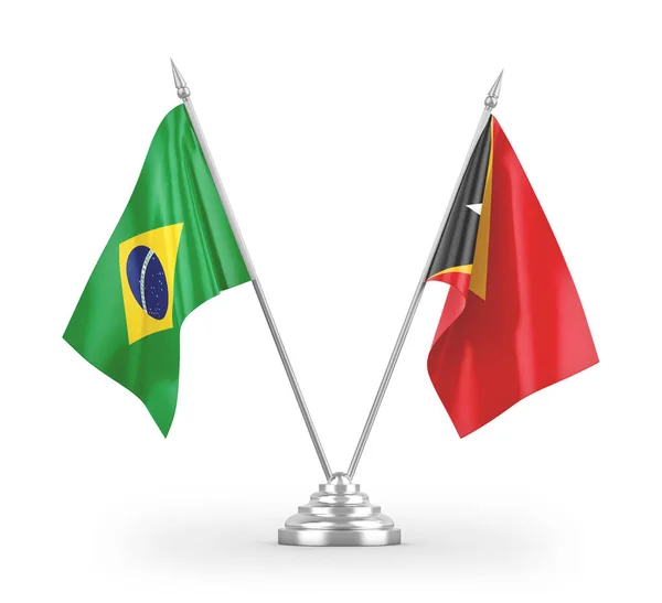 East Timor Brazil Table Flags Isolated White Background Rendering — Stock Photo, Image