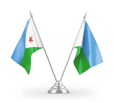 Cibuti tablo bayrakları beyaz arkaplan 3d görüntüleme üzerinde izole