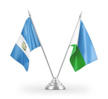 Cibuti ve Guatemala tablo bayrakları beyaz arkaplanda izole edilmiş 3d görüntüleme