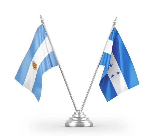 Bandiere Tavolo Honduras Argentina Isolate Sfondo Bianco Rendering — Foto Stock