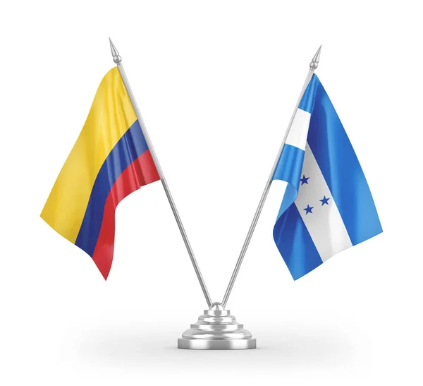 Honduras Colombia Table Flags Isolated White Background Rendering — Stock Photo, Image