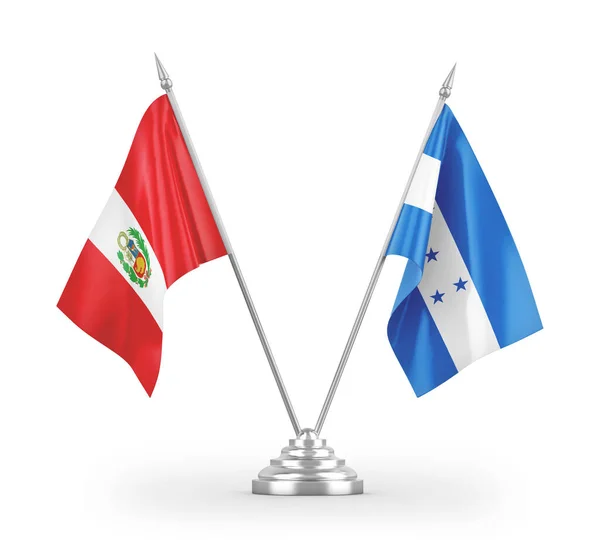 Honduras Peru Tafelvlaggen Geïsoleerd Witte Achtergrond Rendering — Stockfoto