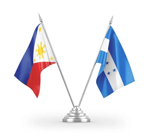 Honduras Filipinler Masa Bayrakları Beyaz Arkaplanda Izole Edilmiş Görüntüleme — Stok fotoğraf