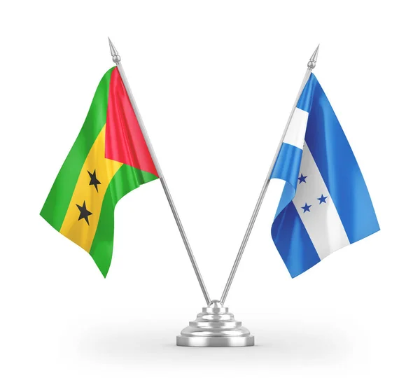Banderas Mesa Honduras Santo Tomé Príncipe Aisladas Sobre Fondo Blanco — Foto de Stock