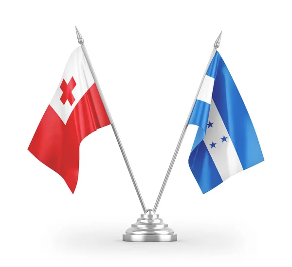 Honduras Tonga Tafelvlaggen Geïsoleerd Witte Achtergrond Rendering — Stockfoto