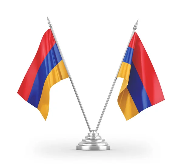 Bandeiras Mesa Armênia Isoladas Fundo Branco Renderização — Fotografia de Stock