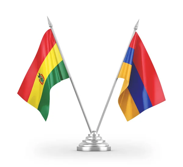Armenië Bolivia Tafelvlaggen Geïsoleerd Witte Achtergrond Rendering — Stockfoto