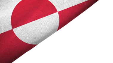 Grönland bayrağı sol tarafta boş kopya alanı olan beyaz arkaplanda izole edildi