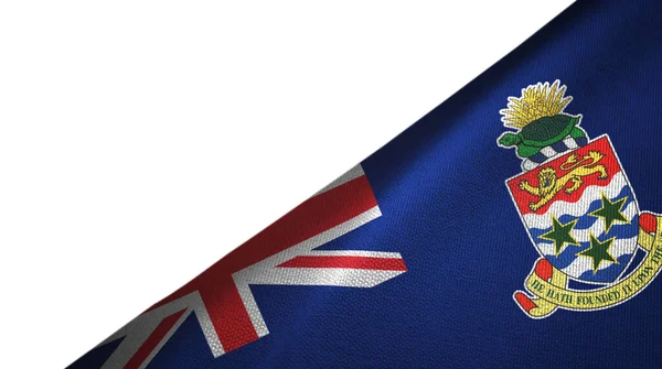 将开曼群岛国旗与白色背景隔离 放在右侧空白复制空间 — 图库照片