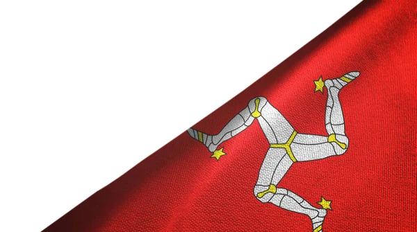 Isle Mann Flagge Isoliert Auf Weißem Hintergrund Auf Der Rechten — Stockfoto