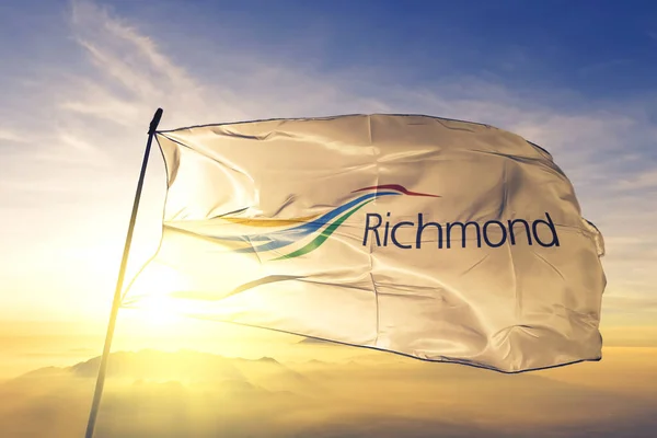 Richmond Columbia Británica Canadá Bandera Tela Tela Ondeando Parte Superior — Foto de Stock