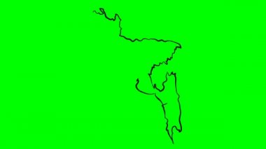 Bangladeş renkli harita yeşil ekran izole edildi