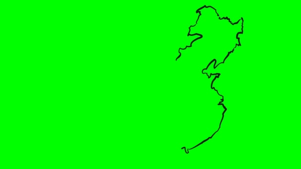 China Desenho Colorido Mapa Tela Verde Isolado — Vídeo de Stock