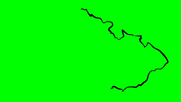 República Checa Desenho Colorido Mapa Tela Verde Isolado — Vídeo de Stock