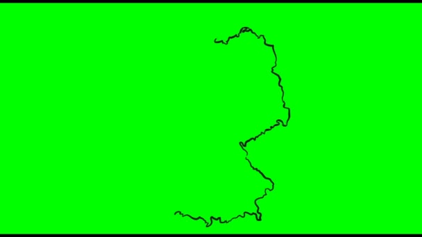 Γερμανία Σχέδιο Έγχρωμο Χάρτη Πράσινο Οθόνη Απομονωμένη — Αρχείο Βίντεο