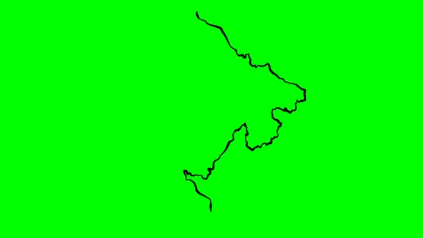 Montenegro Ritning Färgad Karta Grön Skärm Isolerad — Stockvideo