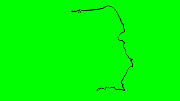 Πολωνία Σχέδιο Έγχρωμο Χάρτη Πράσινη Οθόνη Απομονωμένη — Αρχείο Βίντεο
