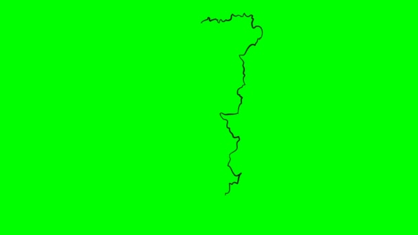 Portogallo Disegno Colorato Mappa Schermo Verde Isolato — Video Stock