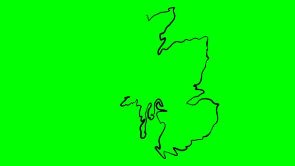 Scotland Drawing Colored Map Green Screen Isolated — Stock Video